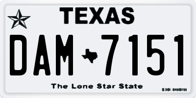 TX license plate DAM7151