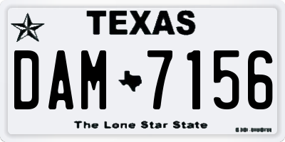 TX license plate DAM7156