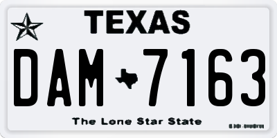 TX license plate DAM7163