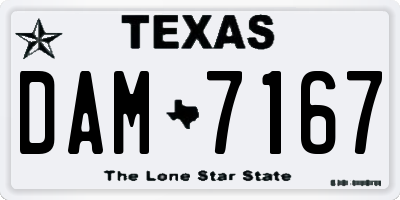 TX license plate DAM7167