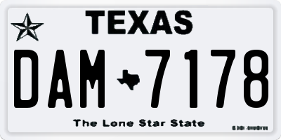 TX license plate DAM7178