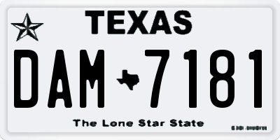 TX license plate DAM7181