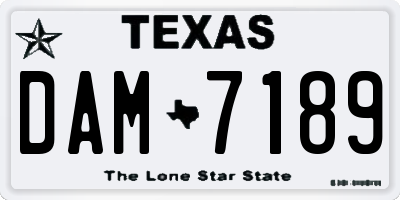 TX license plate DAM7189