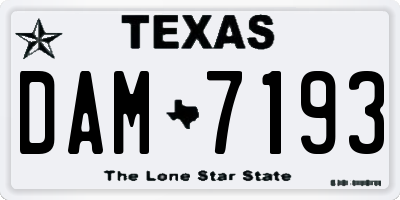 TX license plate DAM7193