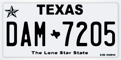 TX license plate DAM7205