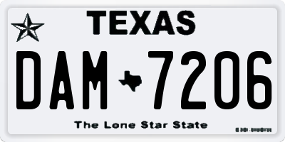TX license plate DAM7206