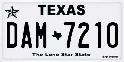 TX license plate DAM7210