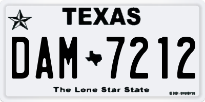 TX license plate DAM7212