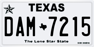TX license plate DAM7215