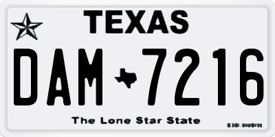 TX license plate DAM7216