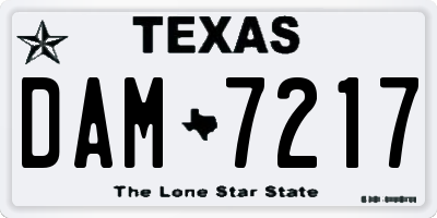TX license plate DAM7217