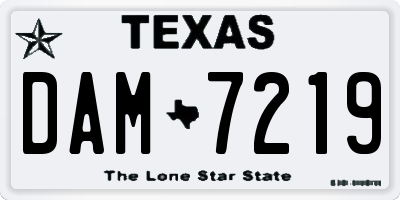 TX license plate DAM7219