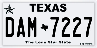 TX license plate DAM7227