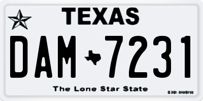 TX license plate DAM7231