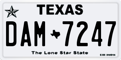 TX license plate DAM7247
