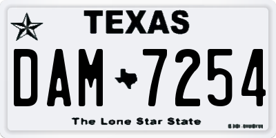 TX license plate DAM7254