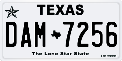 TX license plate DAM7256
