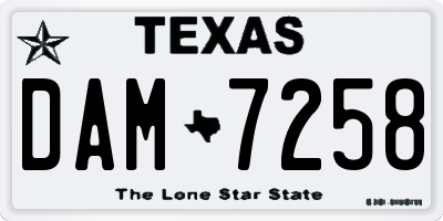 TX license plate DAM7258