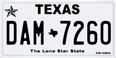 TX license plate DAM7260