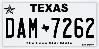 TX license plate DAM7262