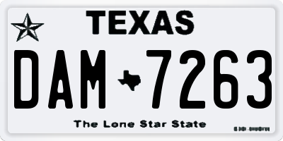 TX license plate DAM7263