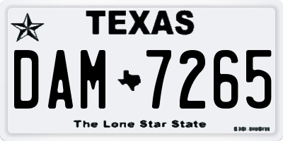 TX license plate DAM7265