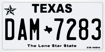 TX license plate DAM7283