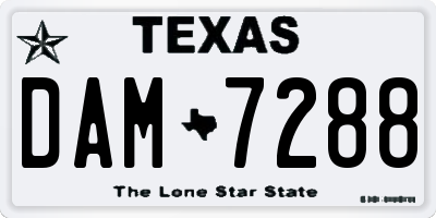 TX license plate DAM7288