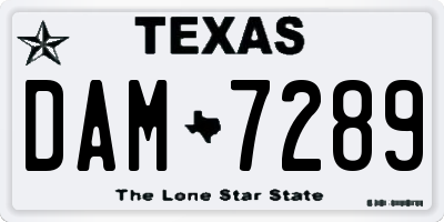 TX license plate DAM7289