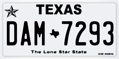 TX license plate DAM7293