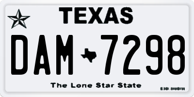TX license plate DAM7298