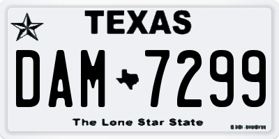TX license plate DAM7299