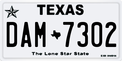 TX license plate DAM7302