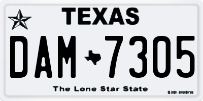 TX license plate DAM7305