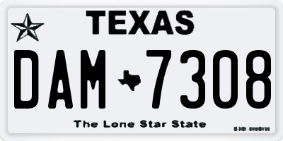 TX license plate DAM7308