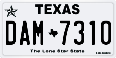 TX license plate DAM7310