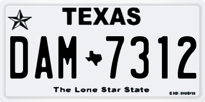 TX license plate DAM7312