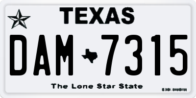 TX license plate DAM7315