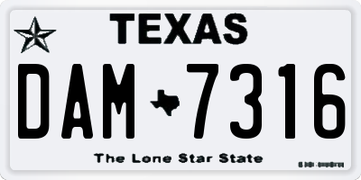 TX license plate DAM7316