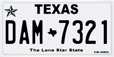 TX license plate DAM7321