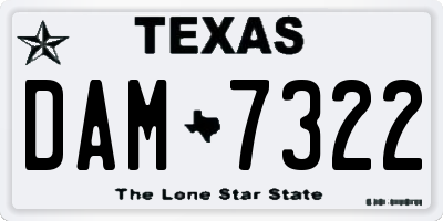 TX license plate DAM7322