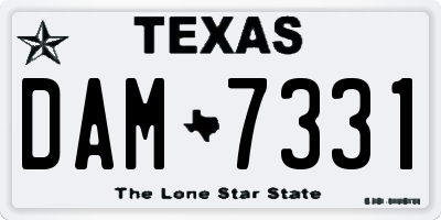 TX license plate DAM7331