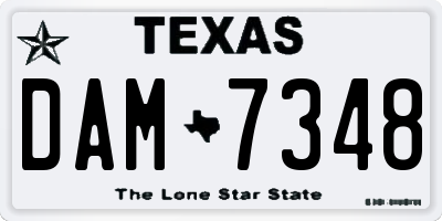 TX license plate DAM7348
