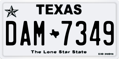 TX license plate DAM7349