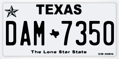 TX license plate DAM7350