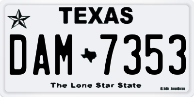 TX license plate DAM7353