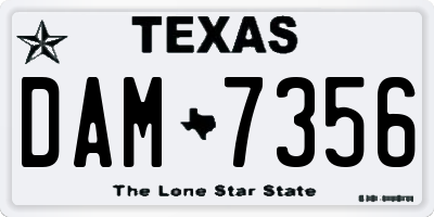 TX license plate DAM7356