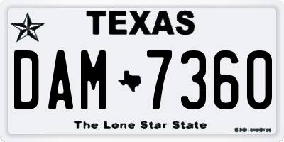 TX license plate DAM7360