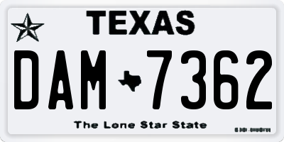 TX license plate DAM7362