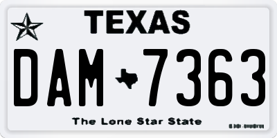 TX license plate DAM7363